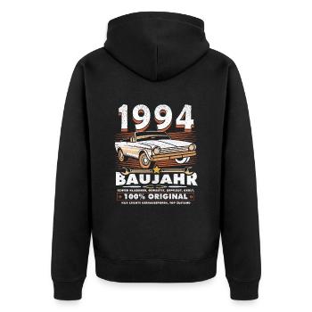 Oldtimer 1994 Baujahr Jahrgang Geburtstag Geschenk - Unisex Premium Bio Zip Hoodie - Schwarz - Hinten - Nico (187cm)