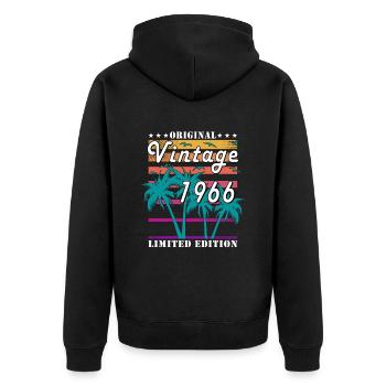 Vintage 1966 - Unisex Premium Bio Zip Hoodie - Schwarz - Hinten - Nico (187cm)