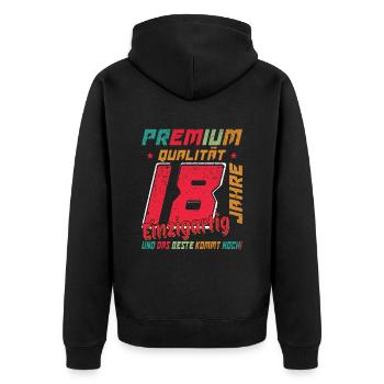 18 Jahre alt 18 Geburtstag 18 Jahre Geschenkidee - Unisex Premium Bio Zip Hoodie - Schwarz - Hinten - Nico (187cm)