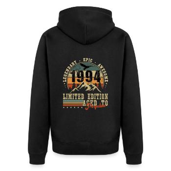 1994 30 Geburtstag Jahrgang 1994 dreißiger 30er - Unisex Premium Bio Zip Hoodie - Schwarz - Hinten - Nico (187cm)