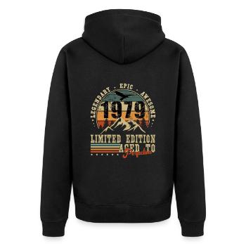 Legend since 1979 Born in 1979 - 45th birthday - Unisex Premium Organic Zip Hoodie - black - Back - Nico (187cm)