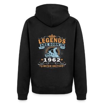 Vintage Motorcycle 1962 Retro Birthday Gift 62 - Unisex Premium Organic Zip Hoodie - black - Back - Nico (187cm)