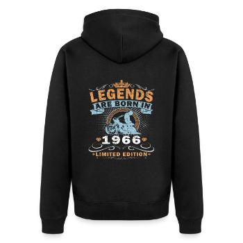 Vintage Motorcycle 1966 Retro Birthday Gift 58 - Unisex Premium Organic Zip Hoodie - black - Back - Nico (187cm)