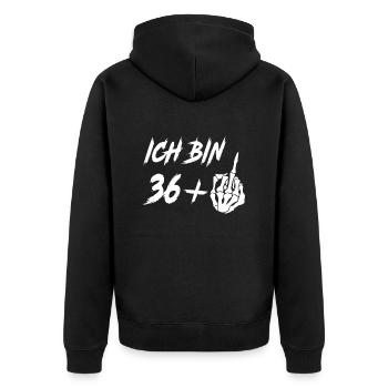 37. Geburtstag 36 + Mittelfinger 37 Jahre - Unisex Premium Bio Zip Hoodie - Schwarz - Hinten - Nico (187cm)