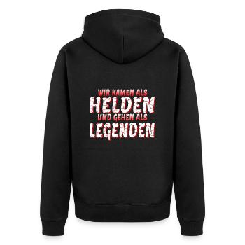 Abitur 2024 Abi Motto Sprüche Abschlussklasse AK24 - Unisex Premium Bio Zip Hoodie - Schwarz - Hinten - Nico (187cm)