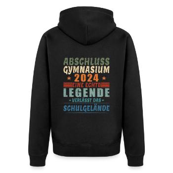 Abschluss Gymnasium 2024 - Unisex Premium Bio Zip Hoodie - Schwarz - Hinten - Nico (187cm)