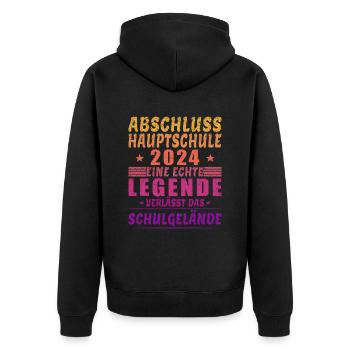 Abschluss Hauptschule 2024 - Legende Schulgelände - Unisex Premium Bio Zip Hoodie - Schwarz - Hinten - Nico (187cm)
