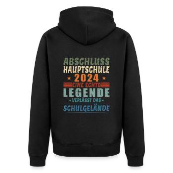Hauptschulabschluss - Abschluss Hauptschule 2024 - Unisex Premium Bio Zip Hoodie - Schwarz - Hinten - Nico (187cm)