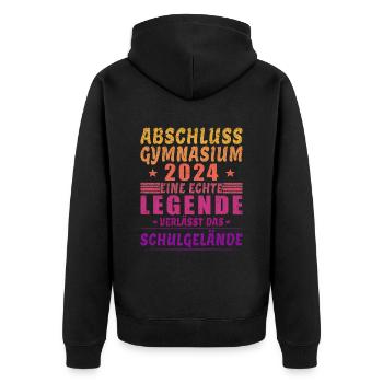 Abi 2024 Legende Abschluss Gymnasium Abitur 2024 - Unisex Premium Bio Zip Hoodie - Schwarz - Hinten - Nico (187cm)