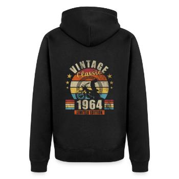 Motorcycle built in 1964 Biker 60 years anniversary - Unisex Premium Organic Zip Hoodie - black - Back - Nico (187cm)