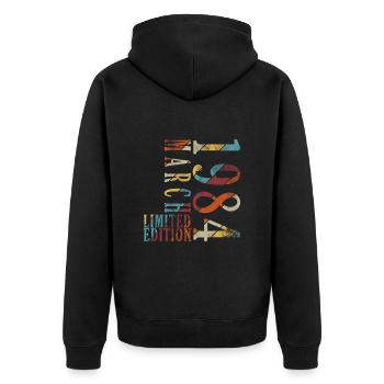 Mars 1984 Mars Jubilé Mars 1984 - Veste à capuche bio Premium Unisexe - noir - Dos - Nico (187cm)