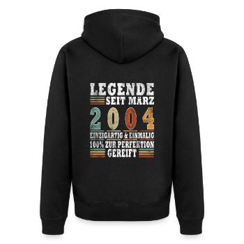 März 2004 Jubiläum 2004 Legenden März - Unisex Premium Bio Zip Hoodie - Schwarz - Hinten - Nico (187cm)