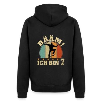 Skateboard 7. Geburtstag Skater 7 Jahre Geschenk - Unisex Premium Bio Zip Hoodie - Schwarz - Hinten - Nico (187cm)