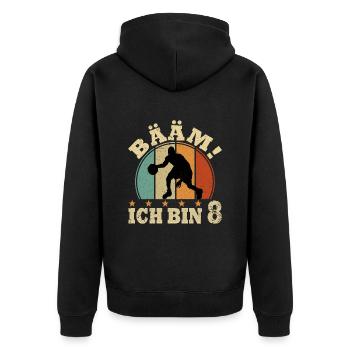 Basketball Kinder 8 Geburtstag 8 Jahre Sport - Unisex Premium Bio Zip Hoodie - Schwarz - Hinten - Nico (187cm)