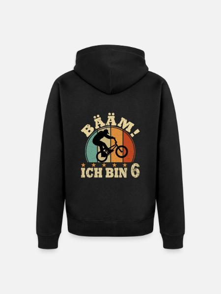 6 Geburtstag 6 Jahre Bmx Kinder Kindergeburtstag - Unisex Premium Bio Zip Hoodie - Schwarz