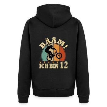 12 Geburtstag Bmx Fahrrad 12 Jahre Geschenk - Unisex Premium Bio Zip Hoodie - Schwarz - Hinten - Nico (187cm)