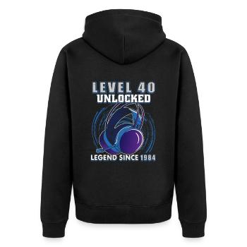 Niveau 40 débloqué Légendaire depuis 1984 - Veste à capuche bio Premium Unisexe - noir - Dos - Nico (187cm)