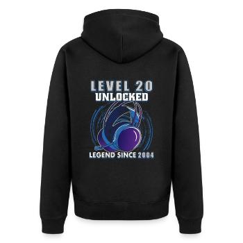 Level 20 Unlocked Legendary since 2004 - Unisex Premium Organic Zip Hoodie - black - Back - Nico (187cm)