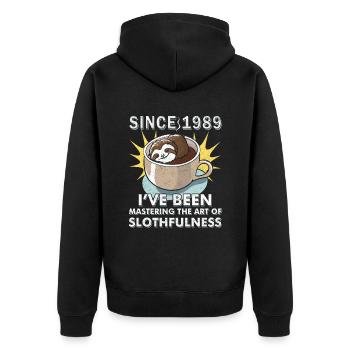 Year of birth 1989 Birthday Sloth - Unisex Premium Organic Zip Hoodie - black - Back - Nico (187cm)