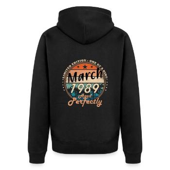 Birthday 1989 March 1989 born in March 1989 - Unisex Premium Organic Zip Hoodie - black - Back - Nico (187cm)