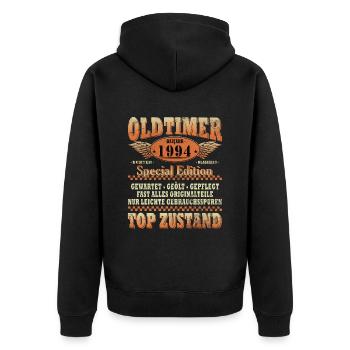 30. Geburtstag Oldtimer 1994 - Unisex Premium Bio Zip Hoodie - Schwarz - Hinten - Nico (187cm)