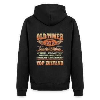 Oldtimer Baujahr 1949 Jahrgang Geburtstag Geschenk - Unisex Premium Bio Zip Hoodie - Schwarz - Hinten - Nico (187cm)