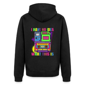 90s Kid Generation Game Boy - Unisex Premium Bio Zip Hoodie - Schwarz - Hinten - Nico (187cm)