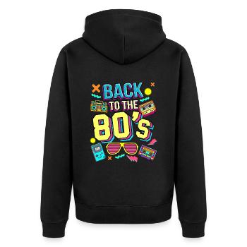 Back to the 80s Kasette Vintage & Retro Geschenk - Unisex Premium Bio Zip Hoodie - Schwarz - Hinten - Nico (187cm)