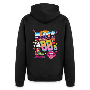 80s Disco Back to the 80s 1980 - Unisex Premium Organic Zip Hoodie - black - Back - Nico (187cm)