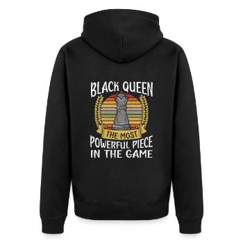 Chess queen lady saying - gift idea - Unisex Premium Organic Zip Hoodie - black - Back - Nico (187cm)