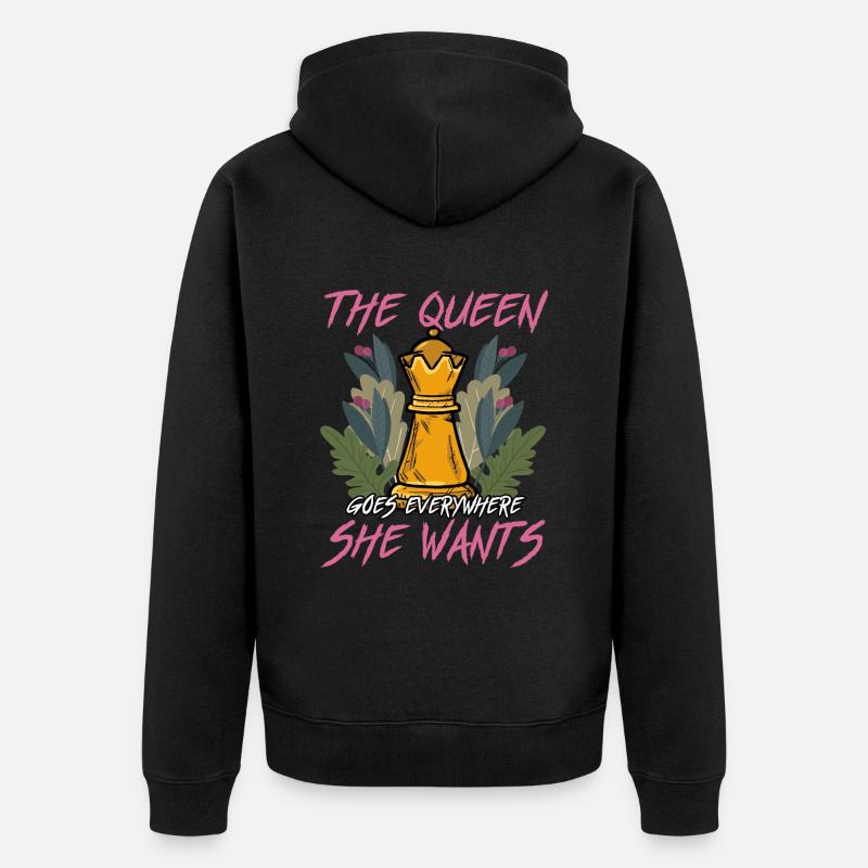 Dame reine des échecs - Veste à capuche bio Premium Unisexe - noir