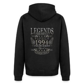 Legenden Werden Im April 1994 Geboren - 1994 - Unisex Premium Bio Zip Hoodie - Schwarz - Hinten - Nico (187cm)