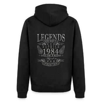 Legend 40 years 1984 April 40 years anniversary - Unisex Premium Organic Zip Hoodie - black - Back - Nico (187cm)