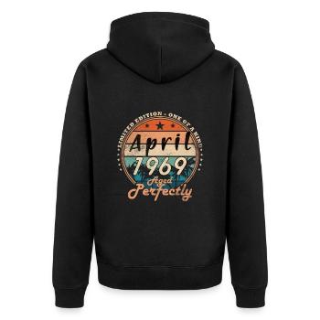 April 1969 Anniversary April 1969 April - Unisex Premium Organic Zip Hoodie - black - Back - Nico (187cm)