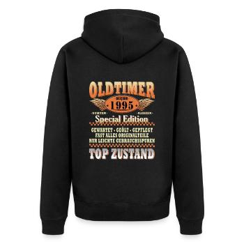 Vintage 1995 Geburtstagsgeschenk 1995 Baujahr - Unisex Premium Bio Zip Hoodie - Schwarz - Hinten - Nico (187cm)