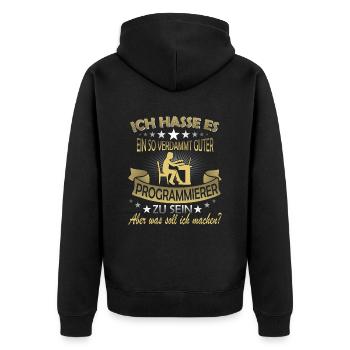 Lustiger Spruch Programmieren Programmier - Unisex Premium Bio Zip Hoodie - Schwarz - Hinten - Nico (187cm)
