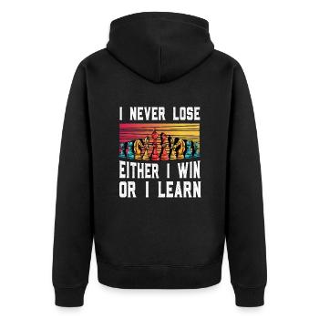 Schach Spruch lustig - Unisex Premium Bio Zip Hoodie - Schwarz - Hinten - Nico (187cm)