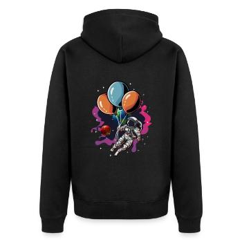 Astronaute avec des ballons ! Espace, Fantaisie - Veste à capuche bio Premium Unisexe - noir - Dos - Nico (187cm)