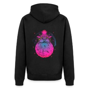 Prévu Batteur Astronaute Cosmos Moon - Veste à capuche bio Premium Unisexe - noir - Dos - Nico (187cm)
