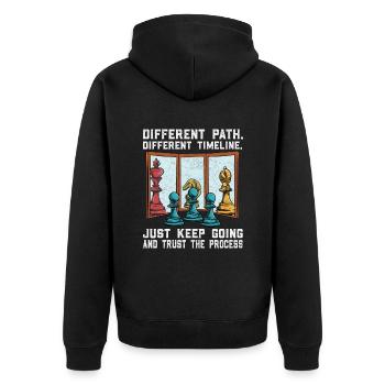 Chess Saying Funny - Unisex Premium Organic Zip Hoodie - black - Back - Nico (187cm)