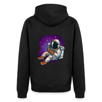 Astronaut Sonnensystem Planeten Eis Eiskugeln - Unisex Premium Bio Zip Hoodie - Schwarz - Hinten - Nico (187cm)