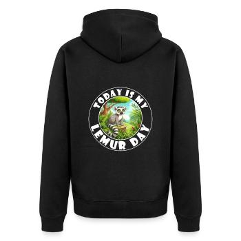 Aujourd’hui, c’est mon jour des lémuriens - Lemur Saying - Veste à capuche bio Premium Unisexe - noir - Dos - Nico (187cm)