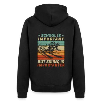 Ski skieur étudiant école ski cadeau - Veste à capuche bio Premium Unisexe - noir - Dos - Nico (187cm)