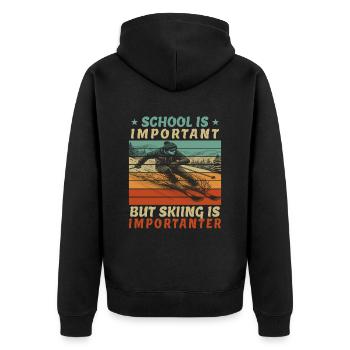 Schulkinder Freestyle Skifahrer Skiing Geschenk - Unisex Premium Bio Zip Hoodie - Schwarz - Hinten - Nico (187cm)