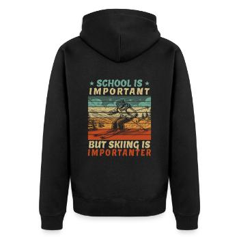 School Is Important But Skiing Lustig Schule Ski - Unisex Premium Bio Zip Hoodie - Schwarz - Hinten - Nico (187cm)