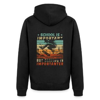 Student Skateboarder - Skateboard as Education - Unisex Premium Organic Zip Hoodie - black - Back - Nico (187cm)