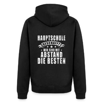 Hauptschule Abschluss - Hauptschulabschluss 2024 - Unisex Premium Bio Zip Hoodie - Schwarz - Hinten - Nico (187cm)