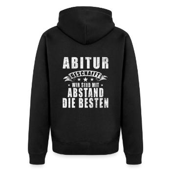 Abitur - Abschluss - Spruch - Mottowoche - Unisex Premium Bio Zip Hoodie - Schwarz - Hinten - Nico (187cm)