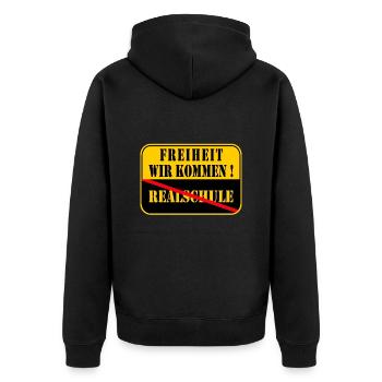 Realschul Abschluss - Unisex Premium Bio Zip Hoodie - Schwarz - Hinten - Nico (187cm)