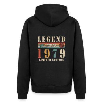 ÉDITION LIMITÉE 1979 FLÉCHETTES 45E ANNIVERSAIRE - Veste à capuche bio Premium Unisexe - noir - Dos - Nico (187cm)